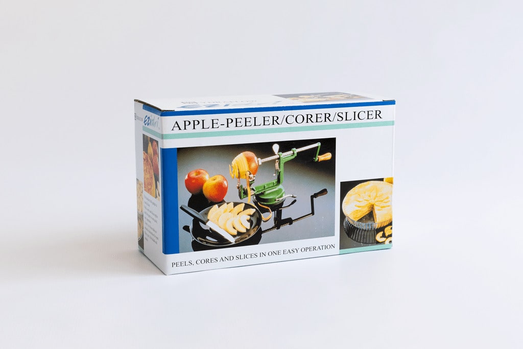 Ezidri all-in-one apple peeler, corer, slicer package box.